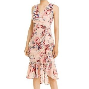 ELIZA J Surplice V-Neck Floral Print Sleeveless Faux Wrap Dress 2